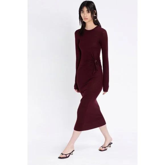 Sies Marjan | Dresses | Sies Marjan Selma Superfine Merino Midi Dress Xs  Bordeaux | Poshmark